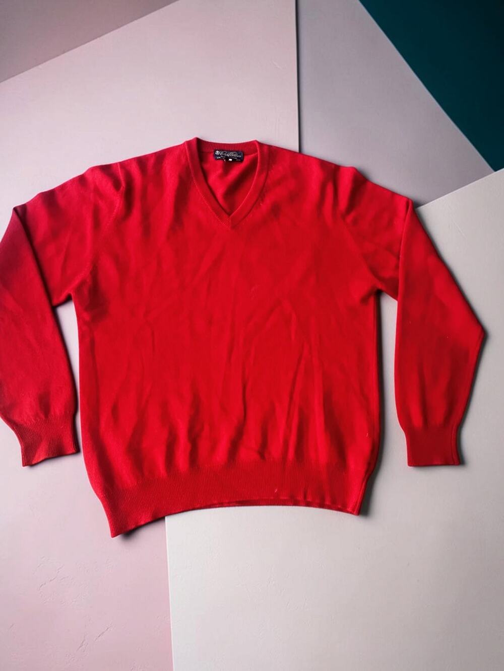 Vintage 1980s Brooks Brothers 3-Ply Cashmere V-Neck Sweater Scotland XL